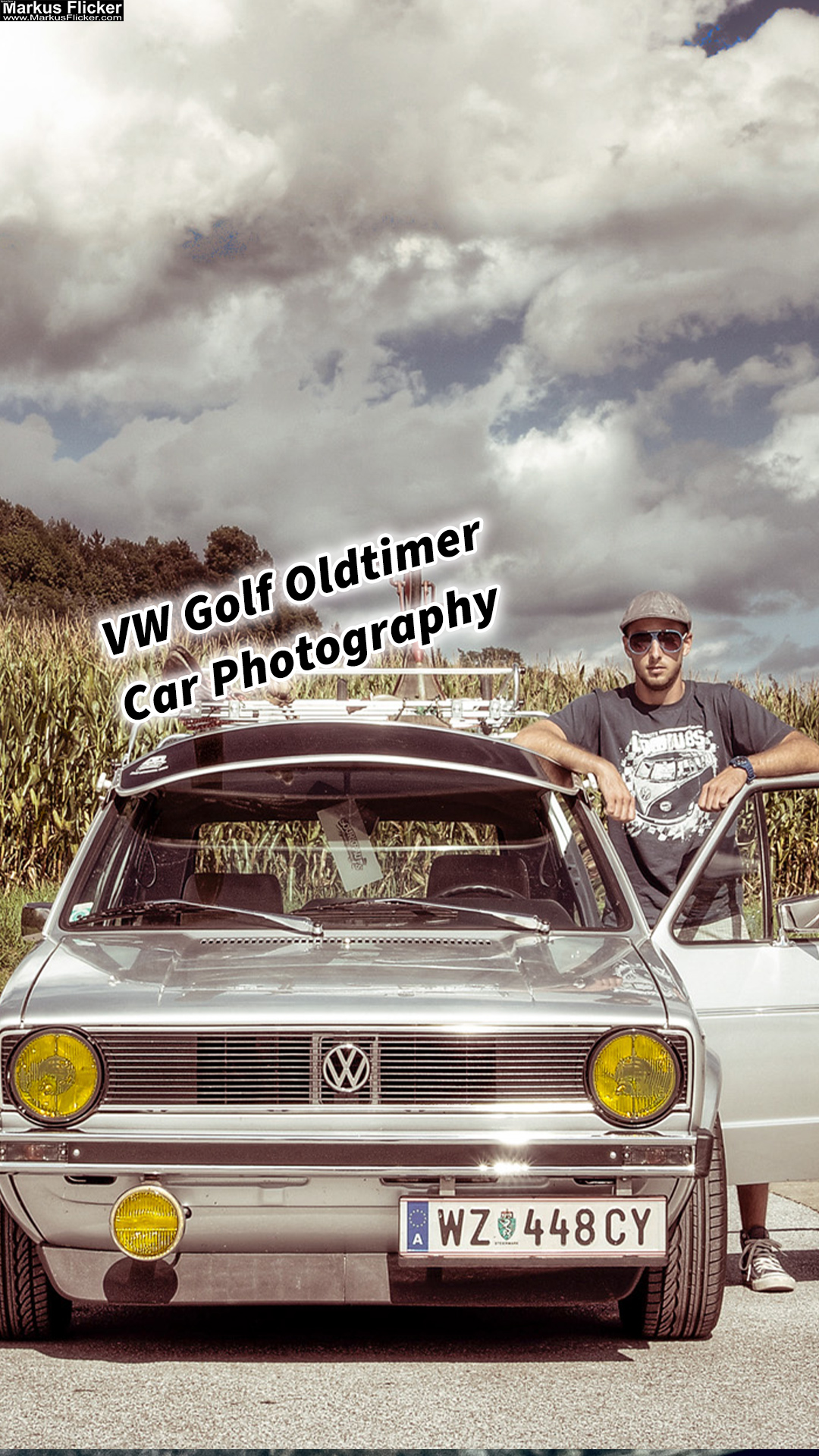 Restaurierte Schönheit: VW Golf Oldtimer Car Photography HDR Look. Zeitreise auf Rädern: Ein fotografischer Tribut an den VW Golf 1 Oldtimer.
