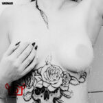 Erotic Art Shower Girl Underboob Tattoo
