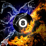 Billard Kugel schwarze Acht Feuer und Eis Bildbearbeitung Adobe Photoshop Compositing