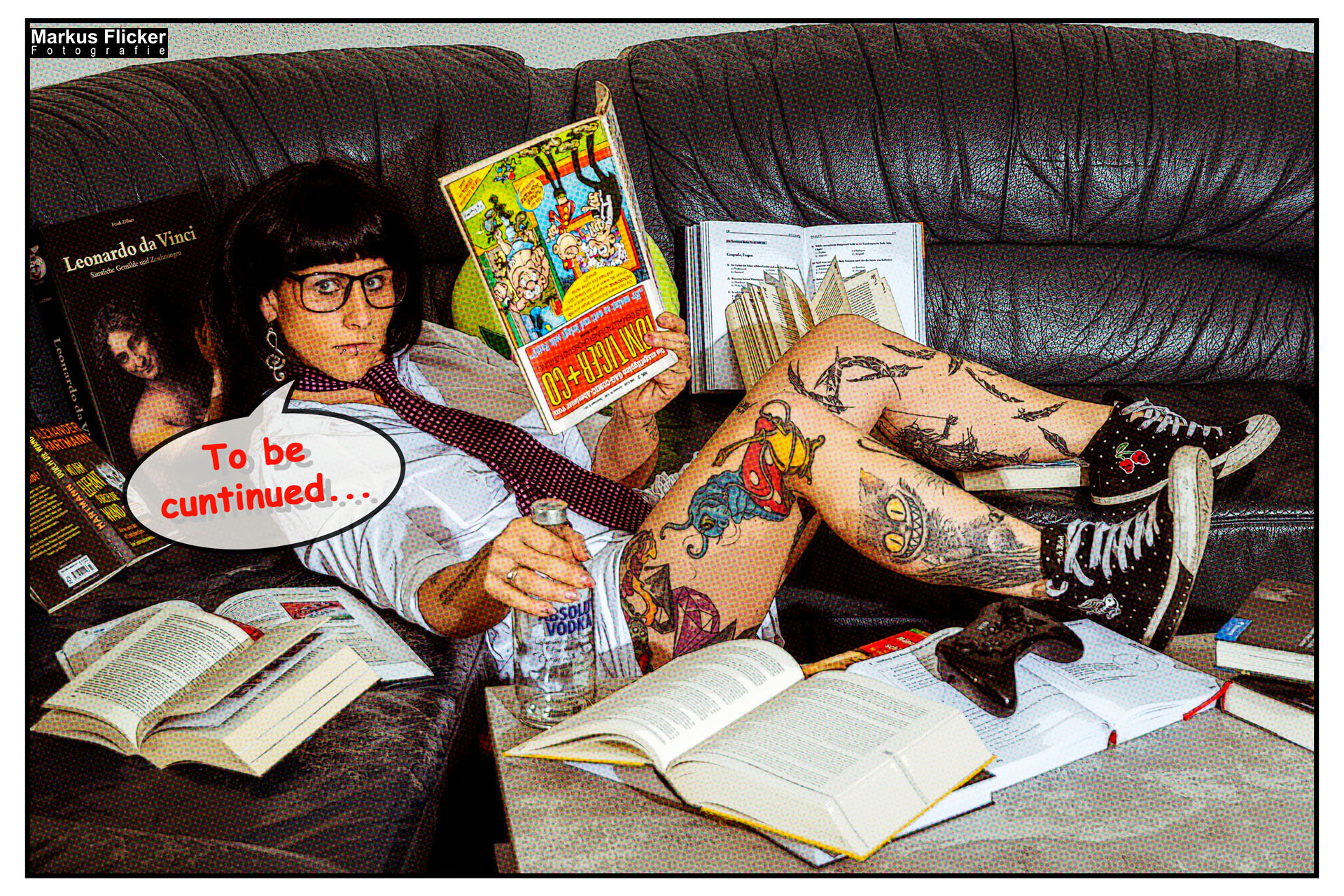 Comic Book Pop Art Style Fotoshooting mit Elke Little Crazyinkedgirl Tattoomodel