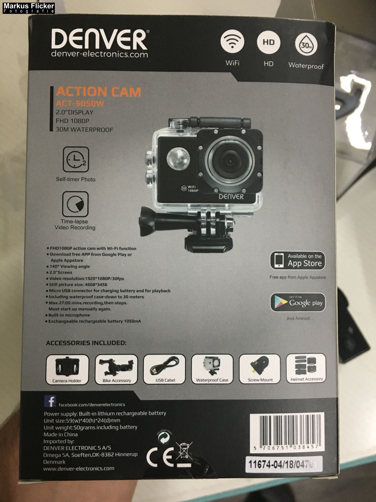 DENVER ACT-5050W Action Cam Wasserfeste Outdoor Kamera