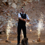 Imagefotos Pyrotechnik Michelitsch Showbarkeeper mit Feuer und Feuerwerk