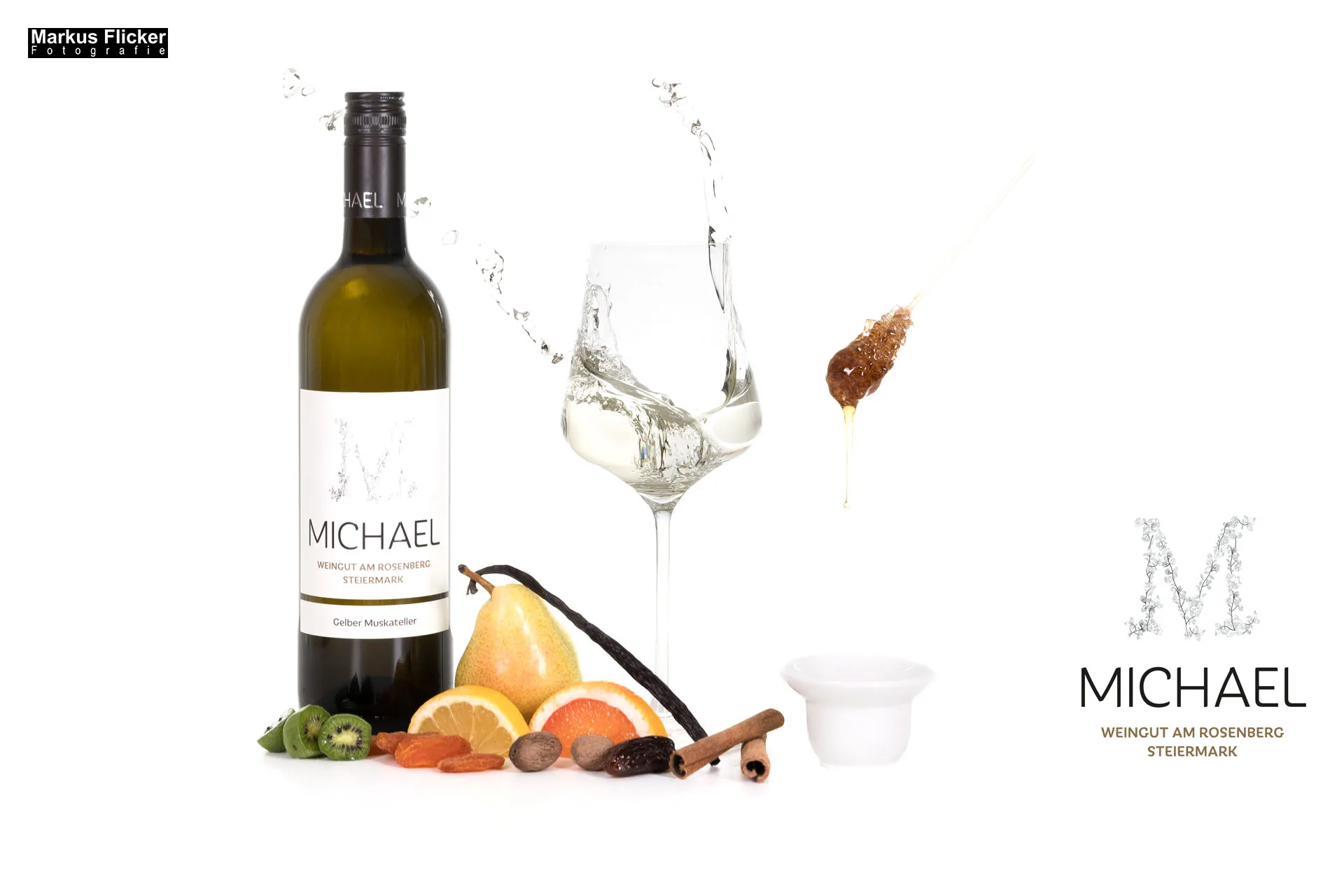 Weingut Michael am Rosenberg Werbefotos Wein Steiermark Österreich im Fotostudio Produktfoto