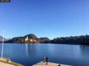 Bled Veldes Feldes in Slowenien mit der Marienkirche auf der kleinen Insel des Bleder Sees