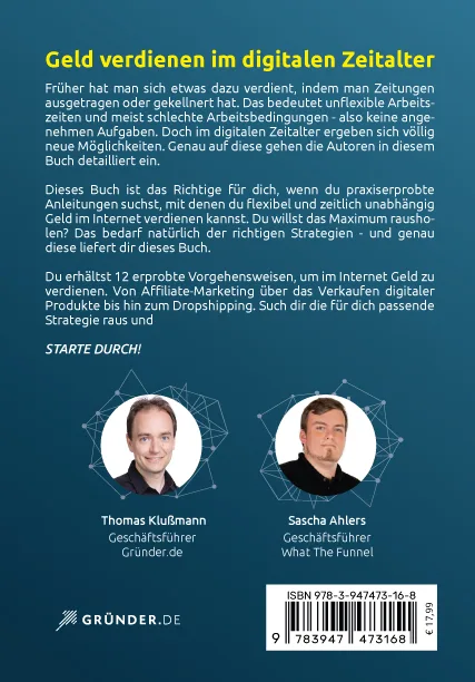 Geld verdienen im Internet – 12 praxiserprobte Strategien Buch vom CEO Gründer.de Thomas Klußmann und Sascha Ahlers