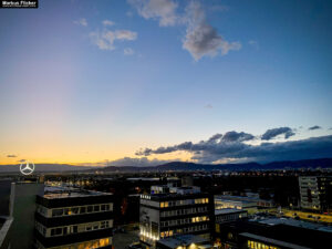 Sonnenuntergang in Graz Raaba Puch Werke und Technopark Raaba