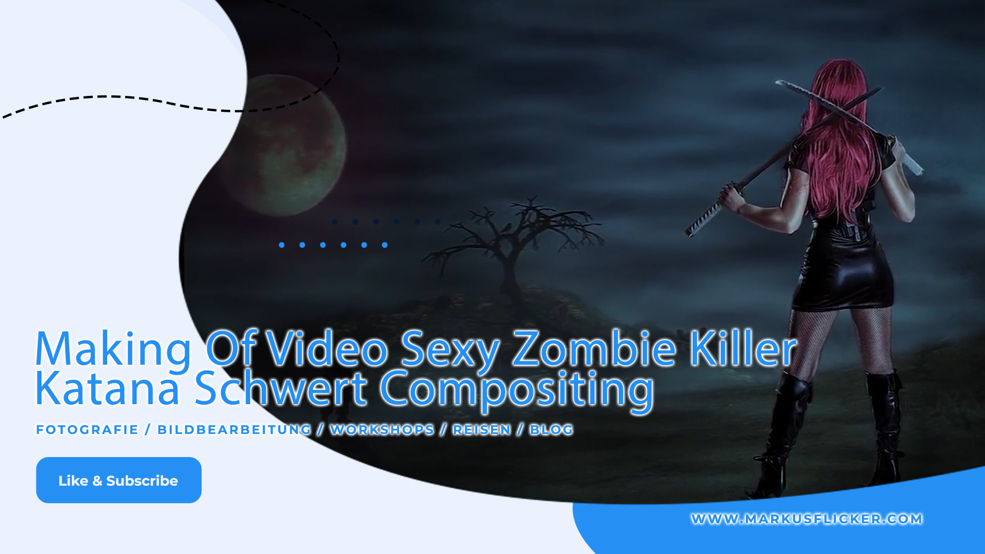 Making Of Video Sexy Zombie Killer Katana Schwert Compositing Female Model Julia mit Adobe Photoshop