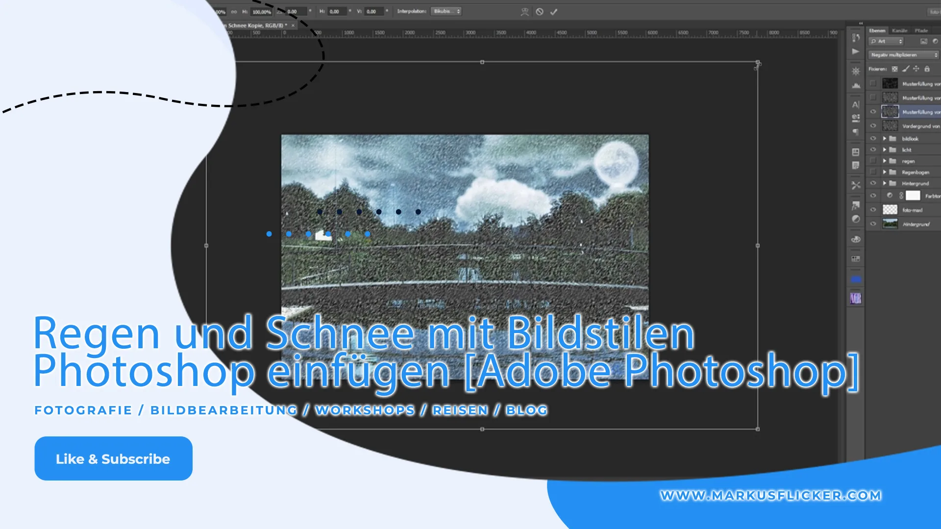 Mehr über den Artikel erfahren Wetter: Regen und Schnee mit Bildstilen in Adobe Photoshop in 6 Schritten einfügen