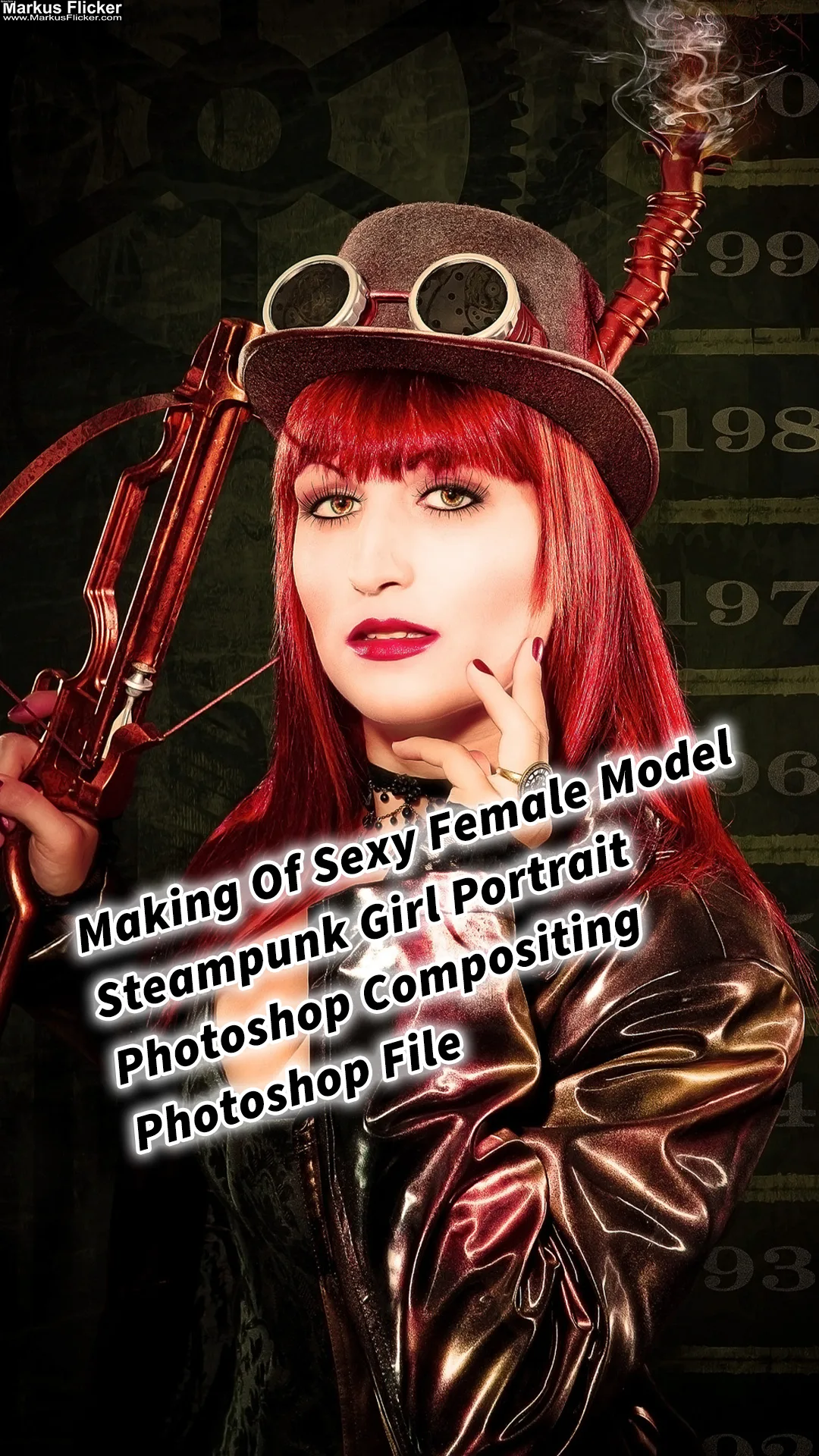 Mehr über den Artikel erfahren Sexy Female Model Fotoshooting Steampunk Girl Portrait Photoshop Compositing inkl. Making Of, Requisiten und Bildbearbeitung inkl. 37 Fototipps und Bildideen