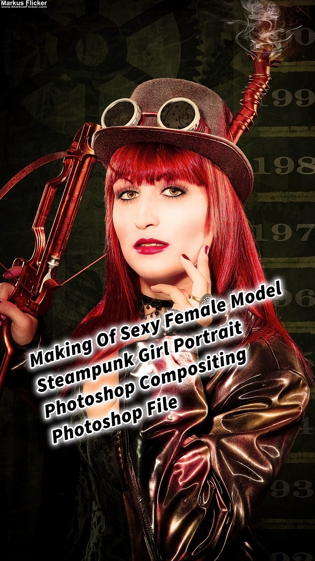 Sexy Female Model Fotoshooting Steampunk Girl Portrait Photoshop Compositing inkl. Making Of, Requisiten und Bildbearbeitung