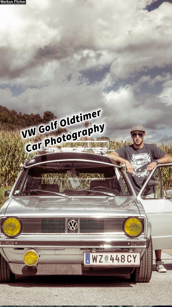 Restaurierte Schönheit: VW Golf Oldtimer Car Photography HDR Look. Zeitreise auf Rädern: Ein fotografischer Tribut an den VW Golf 1 Oldtimer. 20 Tipps zur Oldtimer Fotografie