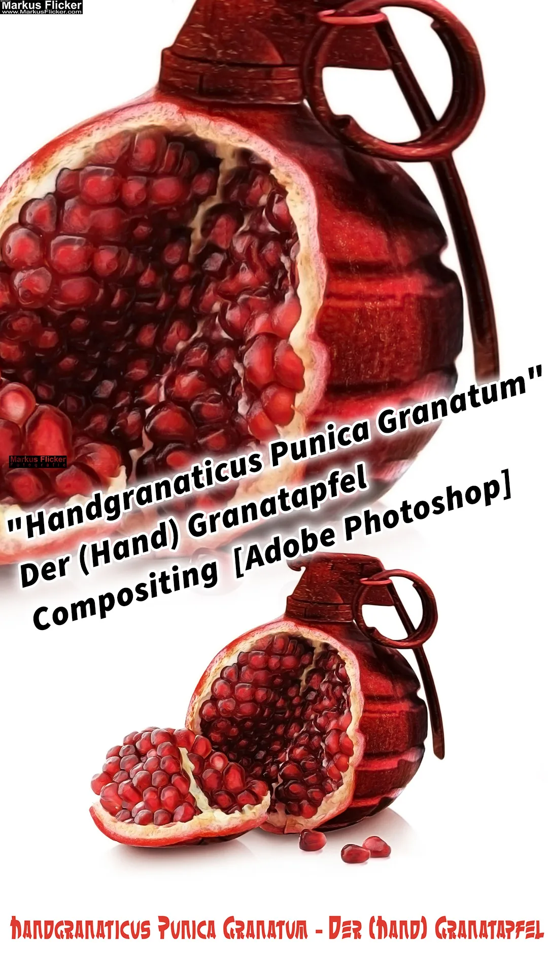 Mehr über den Artikel erfahren Handgranaticus Punica Granatum – Der (Hand) Granatapfel Compositing mit Adobe Photoshop inkl. 8 Schritte Anleitung