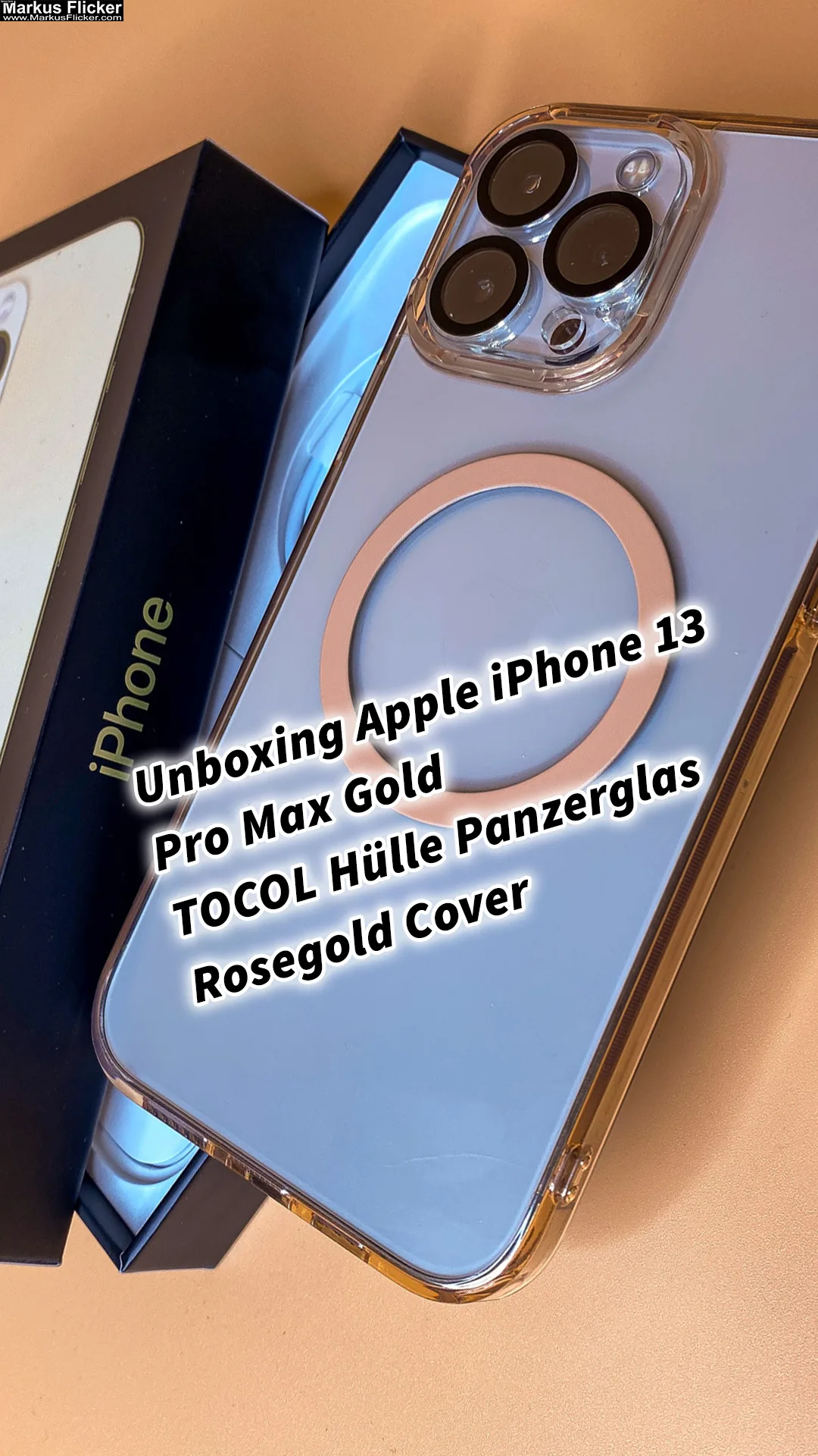 Mehr über den Artikel erfahren Unboxing Apple iPhone Pro Max Gold & TOCOL 3 In 1 Hülle mit Panzerglas Rosegold Cover