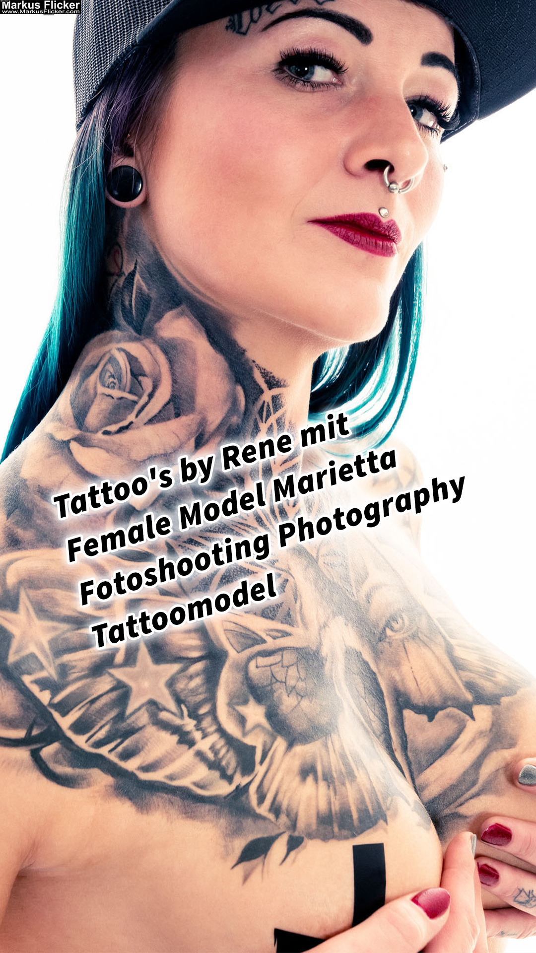 Tattoo’s by Rene mit Female Model Marietta Fotoshooting Photography Tattoomodel Brustkorb und Hals