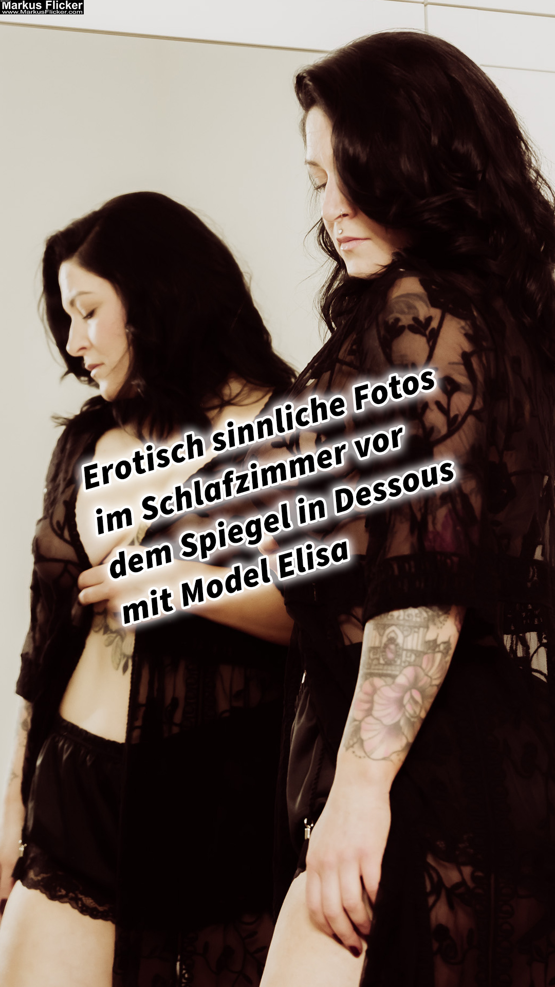 Erotisch sinnliche Fotos im Schlafzimmer vor dem Spiegel in Dessous mit Female Model Elisa Graz Steiermark Österreich