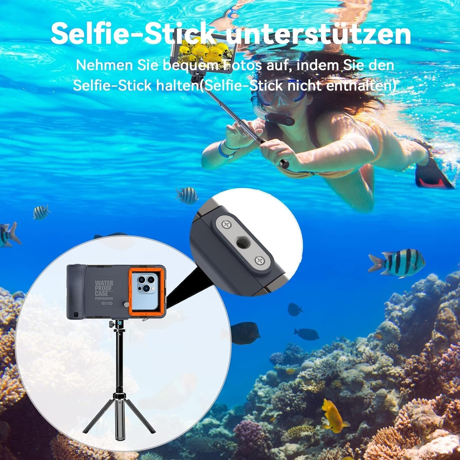 Wasserdichte Handyhülle Universelle Tauchen Professionelle Handy Unterwasser Hülle Handytaschen für iPhone Samsung Huawei, Tauchen Schnorcheln Surfen,Wasserdicht tief 15 m