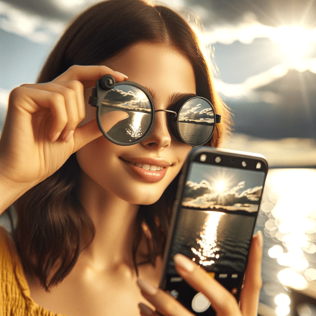 Sonnenbrille als Polfilter oder Farbfilter und mehr Kontrast für Fotoeffekt mit dem Smartphone. Fotografieren und Filmen mit dem Smartphone: Bessere Fotos und Videos mit dem Handy für Freizeit, Hobby und Business