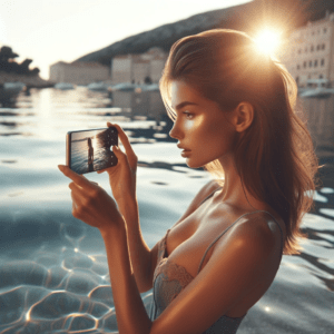 Spiegelung fotografieren und filmen am Meer mit dem Smartphone an der Adria. Fotografieren und Filmen mit dem Smartphone: Bessere Fotos und Videos mit dem Handy für Freizeit, Hobby und Business