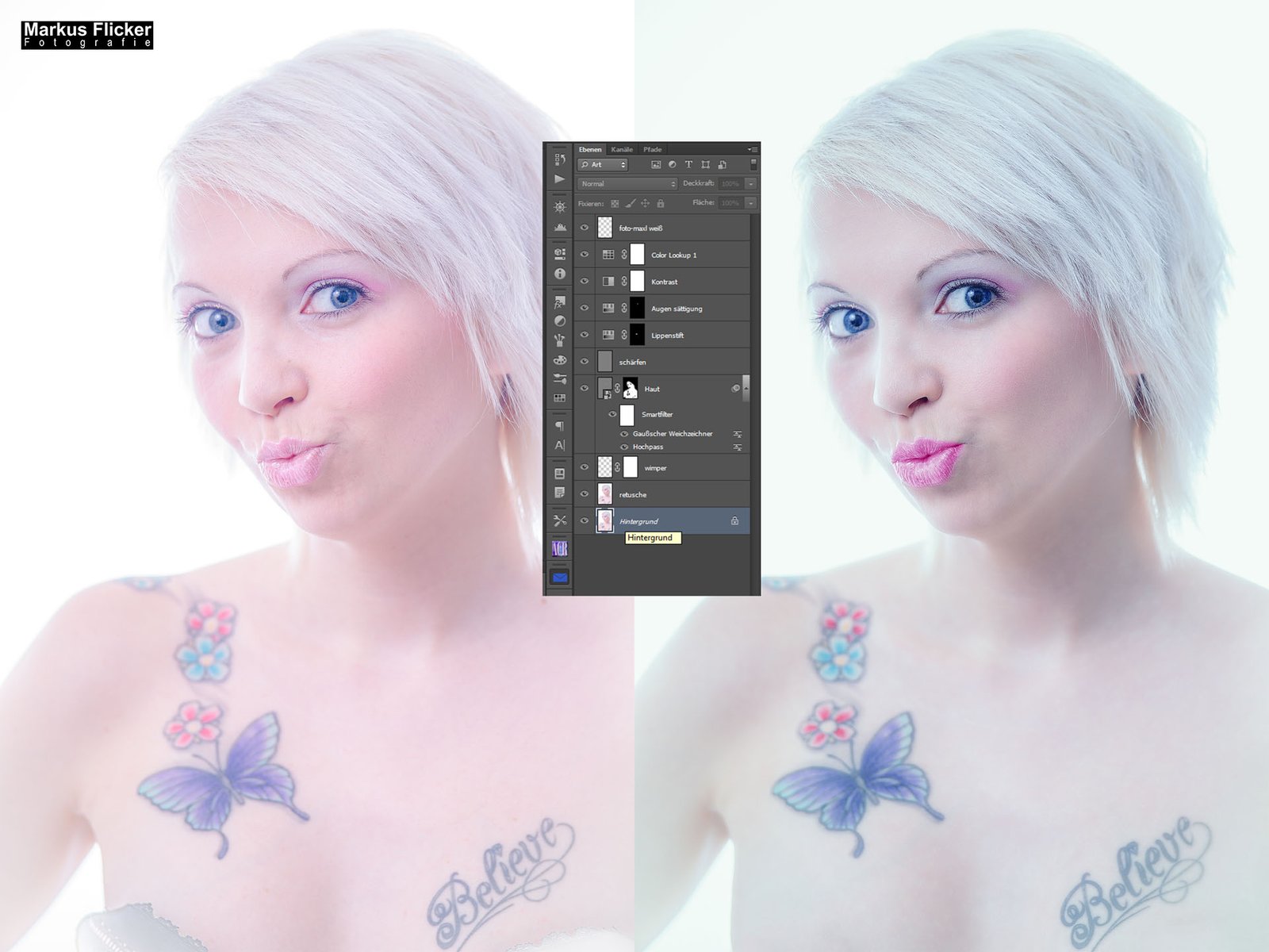 Alle weiblichen Models sind bei mir Nackt vor der Kamera! Vor allem bei einem Portrait! Bildausschnitt und Bearbeitung inkl. Lichtsetup im Fotostudio.