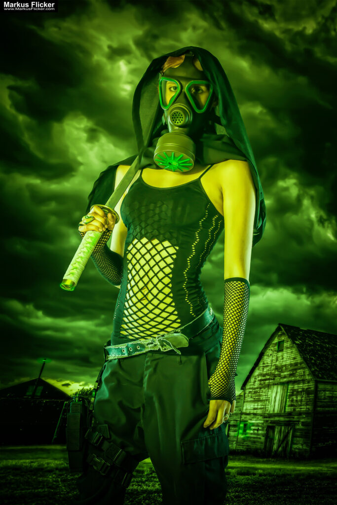 Green Cyberpunk Female Model Girl Marlin Science Fiction Fotoshooting Photoshop Bildbearbeitung