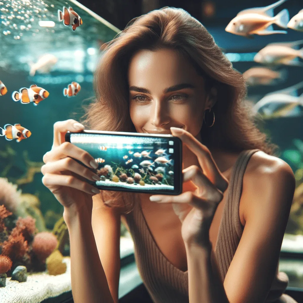 Mehr über den Artikel erfahren Fische im Aquarium durch Glas fotografieren und filmen. Tipps mit dem Smartphone durch eine Glasscheibe aufnehmen. Fotografieren und Filmen mit dem Smartphone: Bessere Fotos und Videos mit dem Handy für Freizeit, Hobby und Business