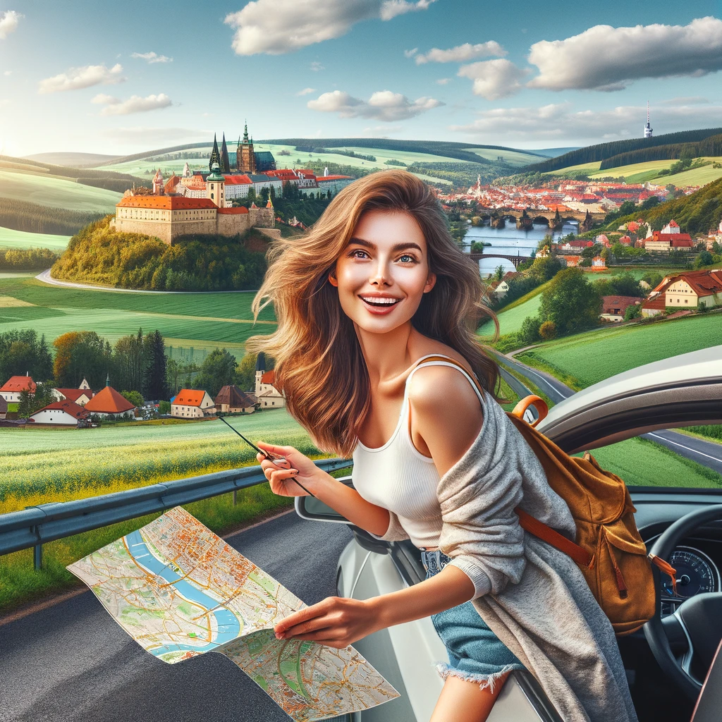 Tschechische Republik Tschechien: Roadtrip in Europa. Reisen mit dem Auto innerhalb der EU. Citytrips, Camping, Landschaft, Rundfahrt mit dem PKW, romantische Städte und Urlaubsinspiration