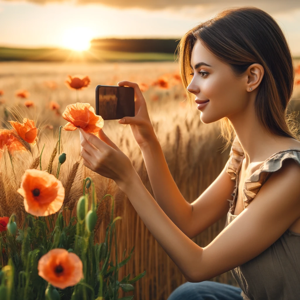 Mohn und Blumen im Getreidefeld fotografieren mit dem Smartphone. Das Handy für Naturfotos passend zur jeweiligen Jahreszeit