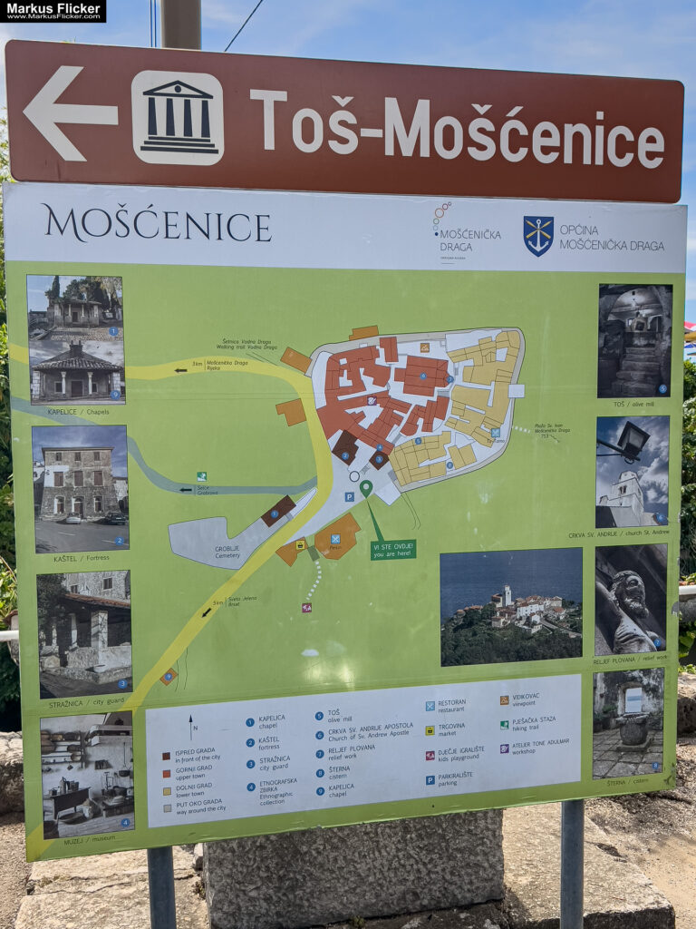 Župa Mošćenice Primorje-Gorski Kotar Kroatien Istrien. Roadtrip in Europa. Reisen mit dem Auto innerhalb der EU. Citytrips, Camping, Landschaft, Rundfahrt mit dem PKW, romantische Städte und Urlaubsinspiration