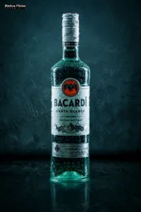 Warum Produktfotos mehr sind als nur Bilder. Beispiel Bacardi Flasche mit Wassertropfen