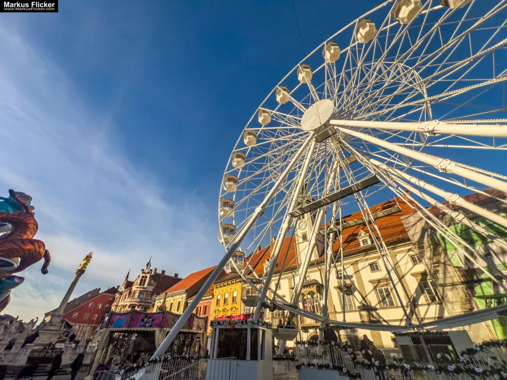 Magisches Maribor Weihnachtsmarkt Winterwunderland Advent im Winter Čarobni Maribor Riesenrad