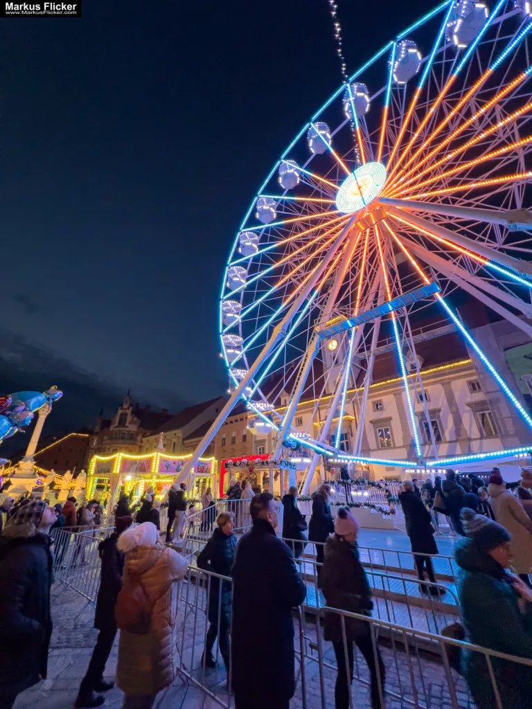 Magisches Maribor Weihnachtsmarkt Winterwunderland Advent im Winter Čarobni Maribor Riesenrad