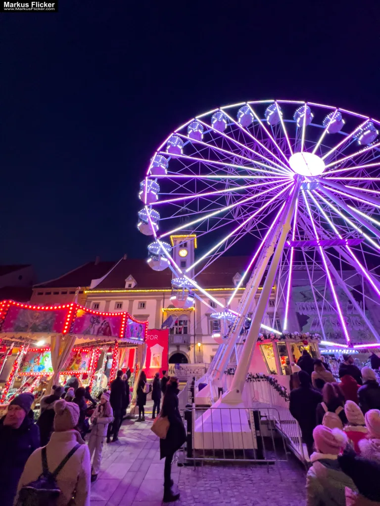 Magisches Maribor Weihnachtsmarkt Winterwunderland Advent im Winter Čarobni Maribor Riesenrad