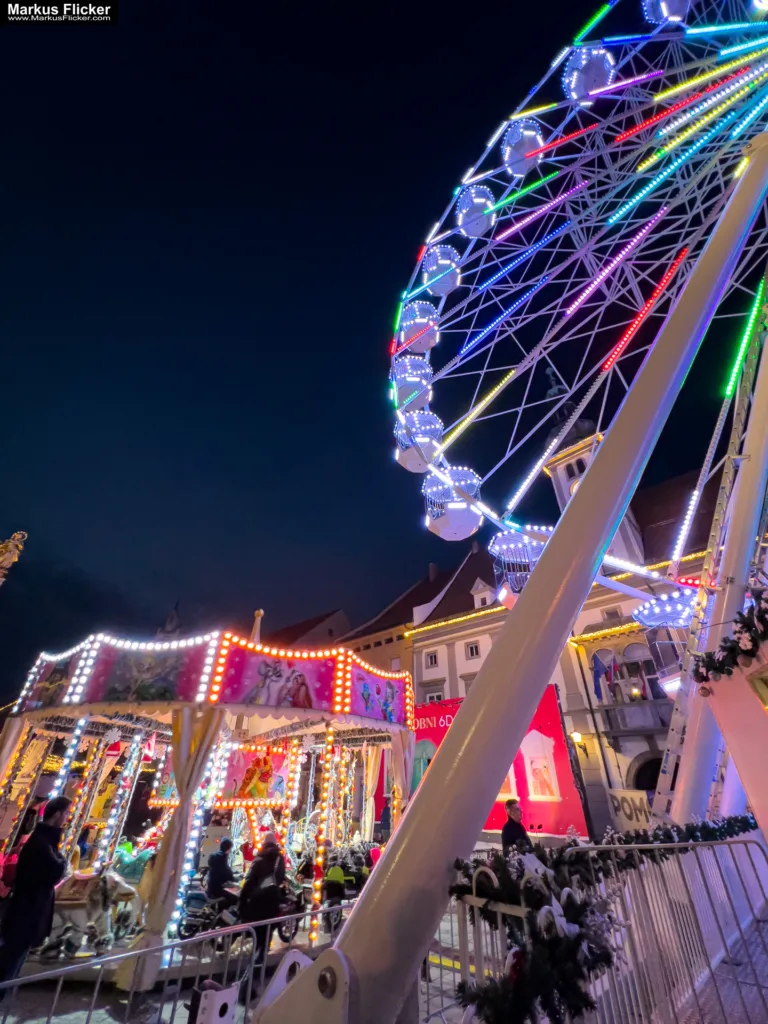 Magisches Maribor Weihnachtsmarkt Winterwunderland Advent im Winter Čarobni Maribor Riesenrad