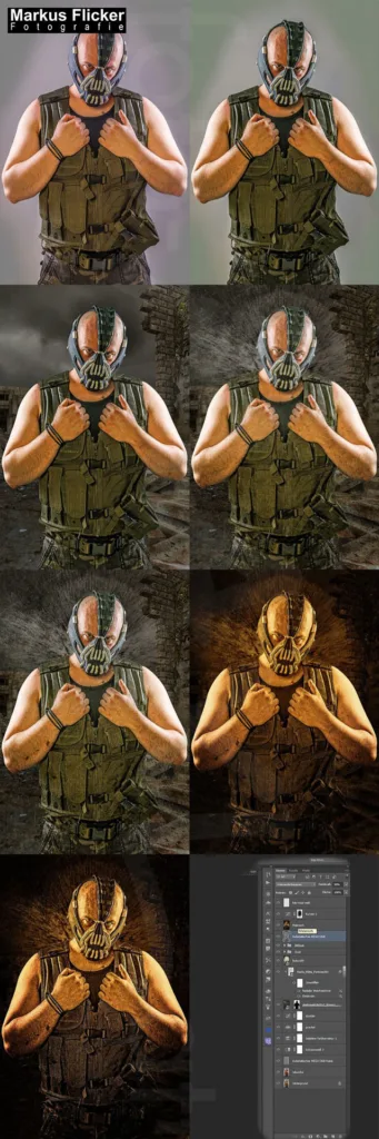 Kreatives Making-Of Video DC Batman Bane Bildbearbeitung Compositing Adobe Photoshop