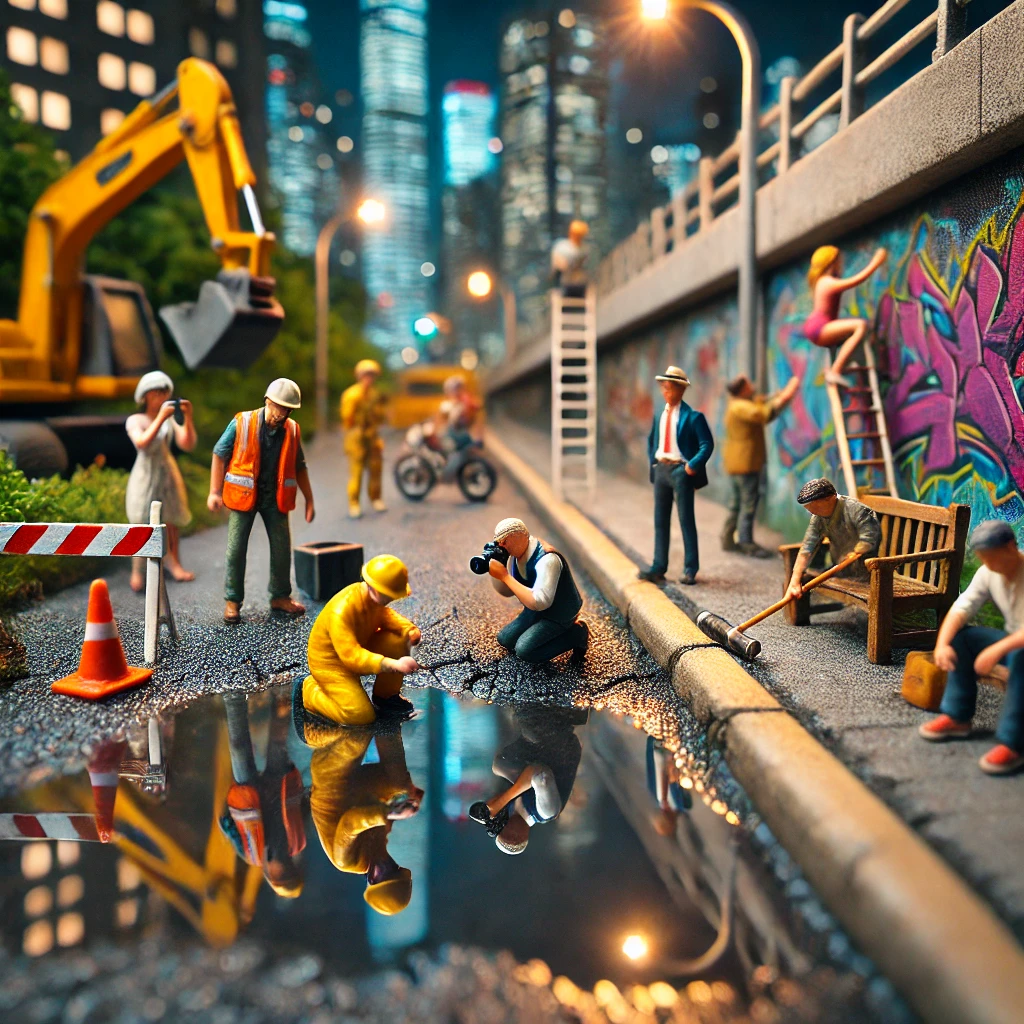 Mehr über den Artikel erfahren Miniaturwelten in der Stadt. Spiel mit Perspektiven und kleinen Figuren für DIY-Fotoprojekte inkl. 37 lange, praxisnahe Tipps & Tricks