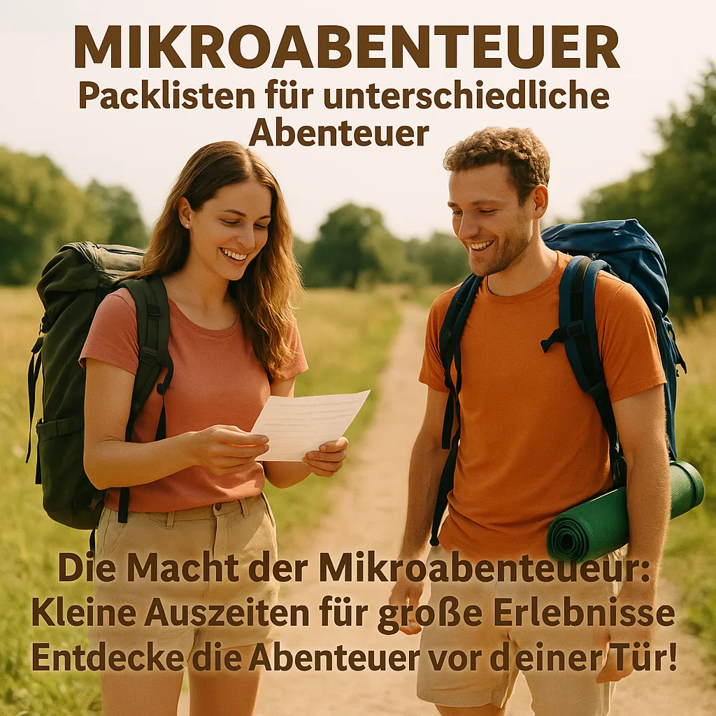 Mikroabenteuer: Packlisten für unterschiedliche Abenteuer. Die Macht der Mikroabenteuer: Kleine Auszeiten für große Erlebnisse: Entdecke die Abenteuer vor deiner Tür!