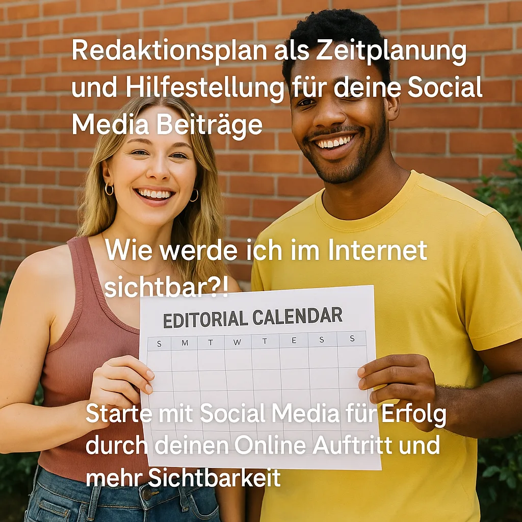 Redaktionsplan als Zeitplanung und Hilfestellung für deine Social Media Beiträge. Wie werde ich im Internet sichtbar?!: Starte mit Social Media für Erfolg durch deinen Online Auftritt und mehr Sichtbarkeit