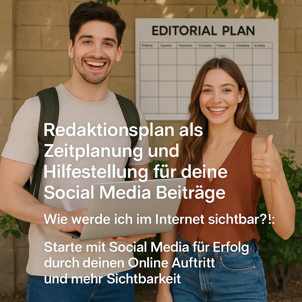 Redaktionsplan als Zeitplanung und Hilfestellung für deine Social Media Beiträge. Wie werde ich im Internet sichtbar?!: Starte mit Social Media für Erfolg durch deinen Online Auftritt und mehr Sichtbarkeit