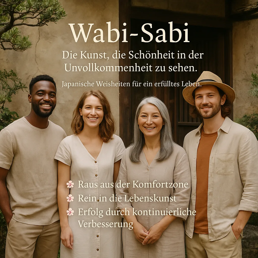 Wabi-Sabi: die Kunst, die Schönheit in der Unvollkommenheit zu sehen. Japanische Weisheiten und Techniken. Konzepte für Erfolg. Raus aus der Komfortzone und rein in das Leben. Lebenskunst und kontinuierliche Verbesserung im Alltag.