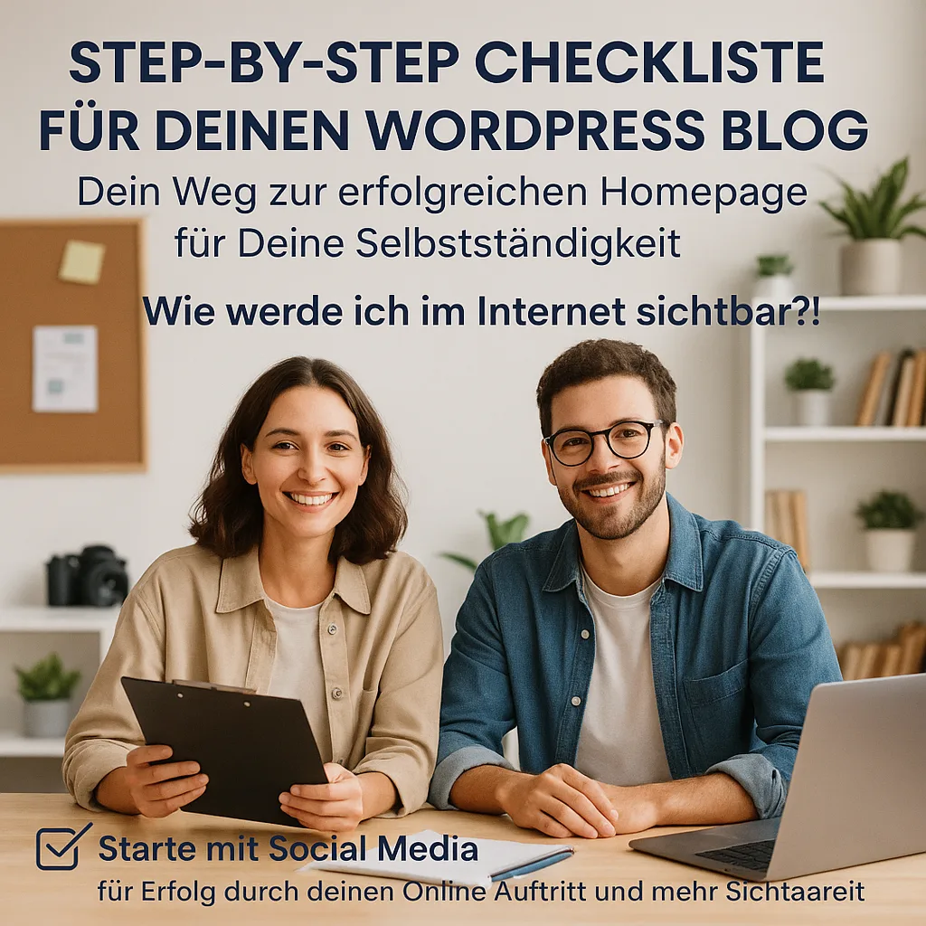 Step-by-Step Checkliste für Deinen WordPress Blog: Dein Weg zur erfolgreichen Homepage für Deine Selbstständigkeit. Wie werde ich im Internet sichtbar?!: Starte mit Social Media für Erfolg durch deinen Online Auftritt und mehr Sichtbarkeit