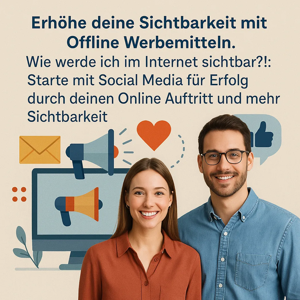 Erhöhe deine Sichtbarkeit mit Offline Werbemitteln. Wie werde ich im Internet sichtbar?!: Starte mit Social Media für Erfolg durch deinen Online Auftritt und mehr Sichtbarkeit