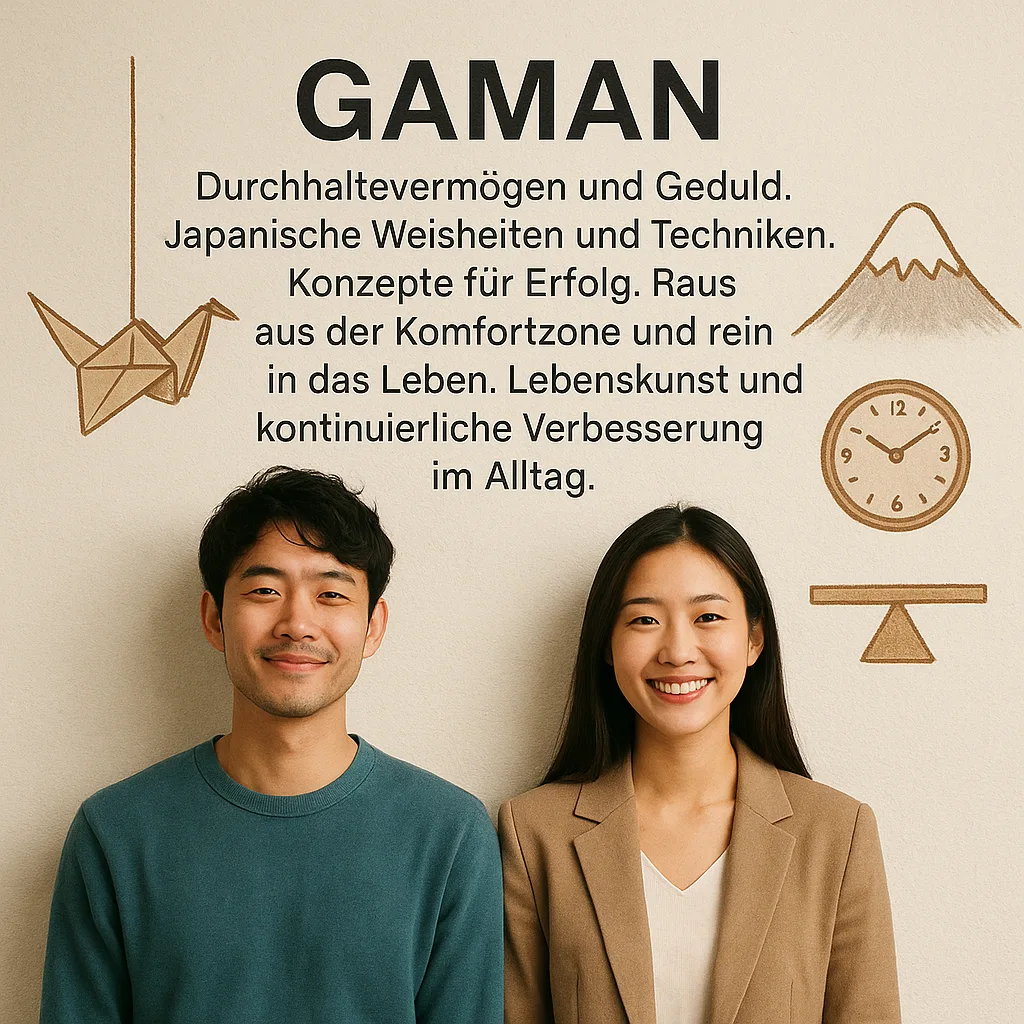 Gaman: Durchhaltevermögen und Geduld. Japanische Weisheiten und Techniken. Konzepte für Erfolg. Raus aus der Komfortzone und rein in das Leben. Lebenskunst und kontinuierliche Verbesserung im Alltag.