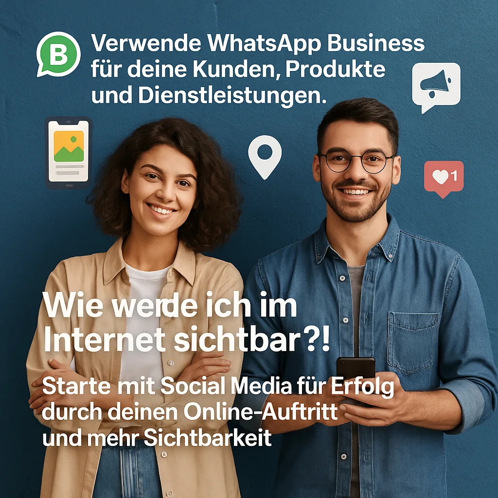 Verwende WhatsApp Business für deine Kunden, Produkte und Dienstleistungen. Wie werde ich im Internet sichtbar?!: Starte mit Social Media für Erfolg durch deinen Online Auftritt und mehr Sichtbarkeit