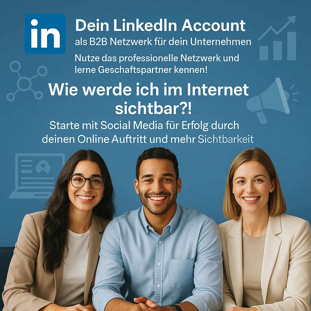 Dein LinkedIn Account als B2B Netzwerk für dein Unternehmen. Nutze das professionelle Netzwerk und lerne Geschäftspartner kennen! Wie werde ich im Internet sichtbar?!: Starte mit Social Media für Erfolg durch deinen Online Auftritt und mehr Sichtbarkeit