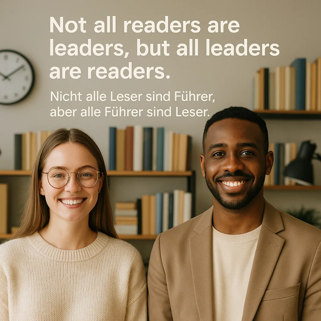 Not all readers are leaders, but all leaders are readers. Nicht alle Leser sind Führer, aber alle Führer sind Leser.