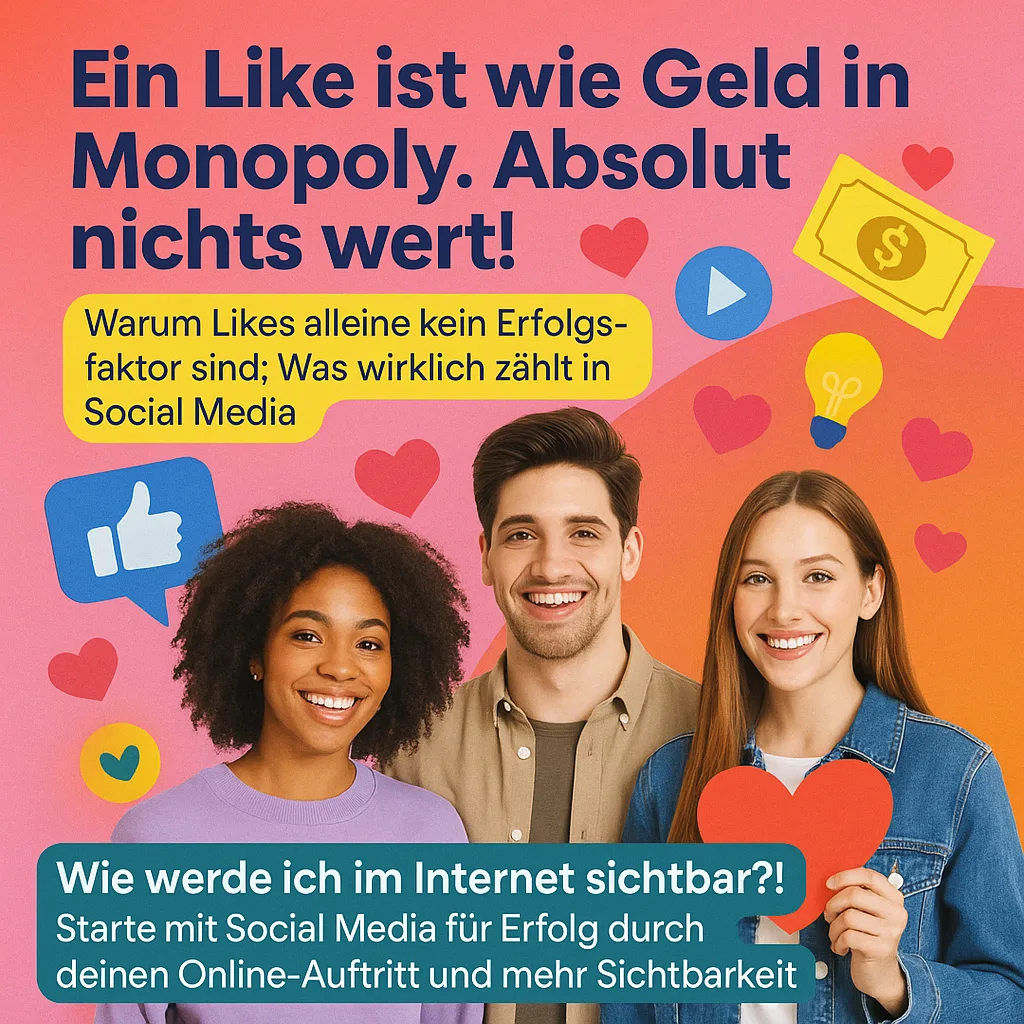 Ein Like ist wie Geld in Monopoly. Absolut nichts wert! Warum Likes alleine kein Erfolgsfaktor sind: Was wirklich zählt in Social Media. Wie werde ich im Internet sichtbar?!: Starte mit Social Media für Erfolg durch deinen Online Auftritt und mehr Sichtbarkeit