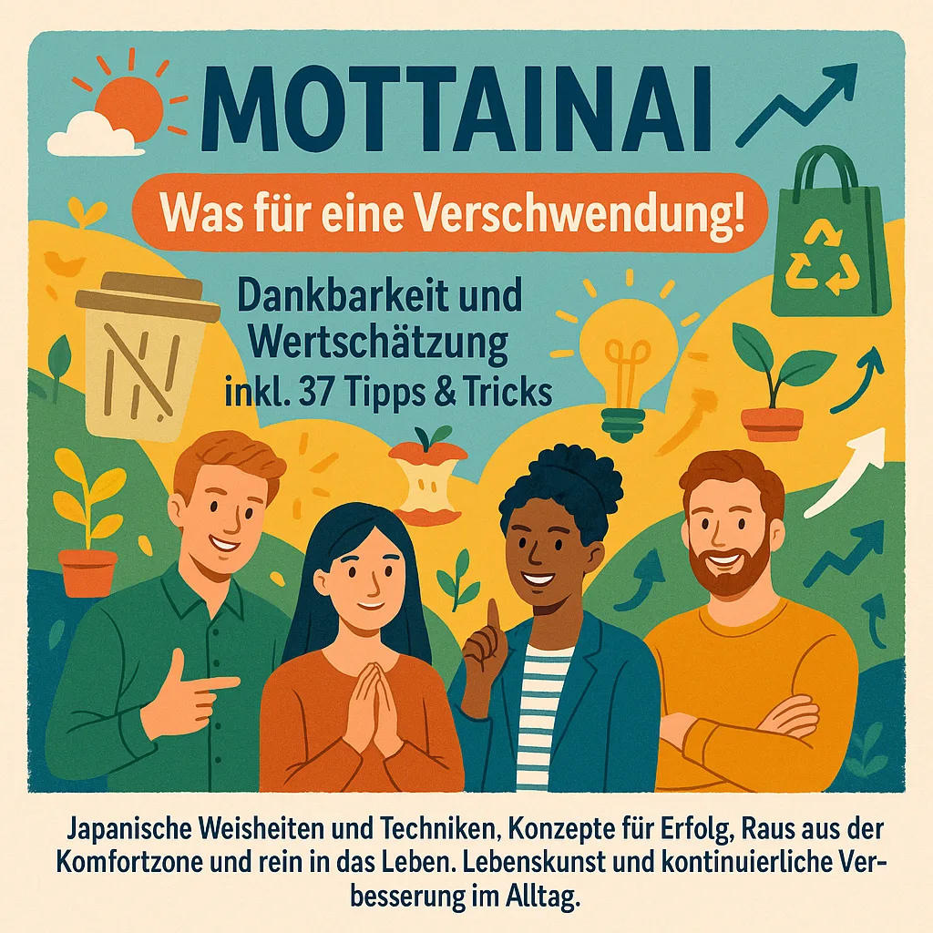Mottainai: Was für eine Verschwendung! Dankbarkeit und Wertschätzung inkl. 37 Tipps & Tricks. Japanische Weisheiten und Techniken. Konzepte für Erfolg. Raus aus der Komfortzone und rein in das Leben. Lebenskunst und kontinuierliche Verbesserung im Alltag.