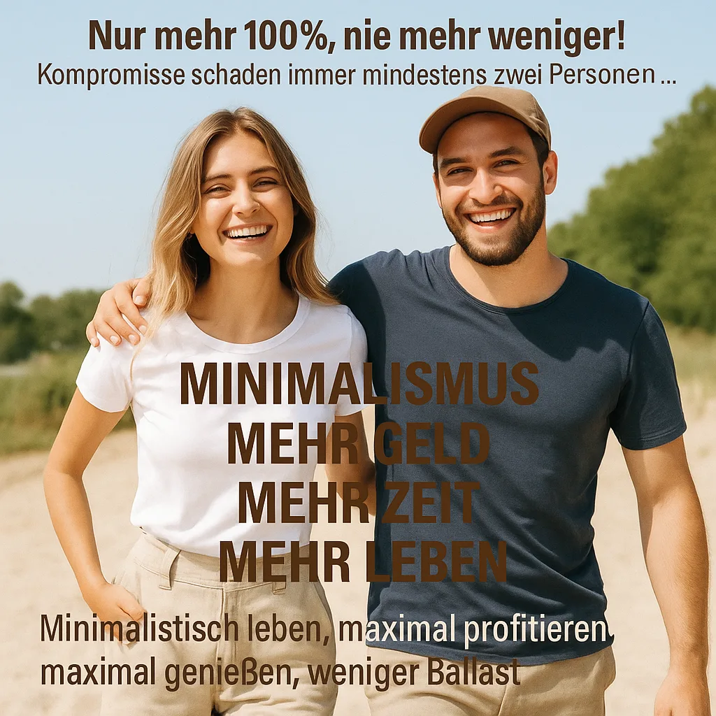 Nur mehr 100%, nie mehr weniger! Kompromisse schaden immer mindestens zwei Personen... Minimalismus Mehr Geld Mehr Zeit Mehr Platz Mehr Leben: Minimalistisch leben, maximal profitieren, maximal genießen, weniger Ballast