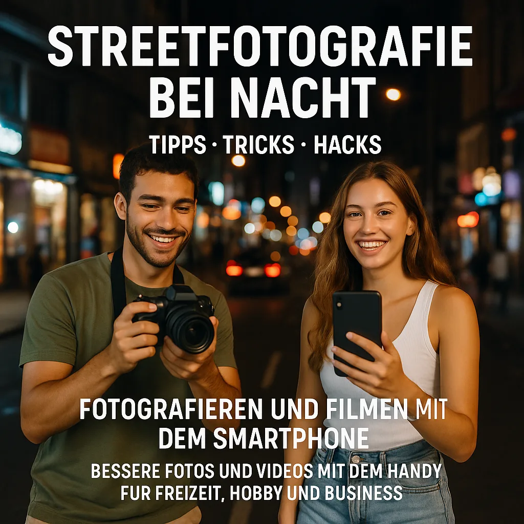 Streetfotografie bei Nacht. Tipps Tricks Hacks mit Kamera und Smartphone. Fotografieren und Filmen mit dem Smartphone: Bessere Fotos und Videos mit dem Handy für Freizeit, Hobby und Business
