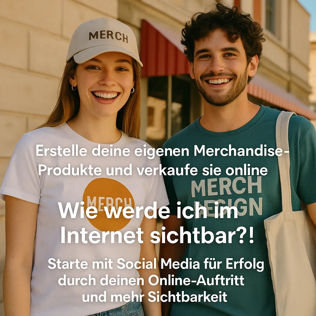Erstelle deine eigenen Merchandise Produkte und verkaufe sie online. Wie werde ich im Internet sichtbar?!: Starte mit Social Media für Erfolg durch deinen Online Auftritt und mehr Sichtbarkeit